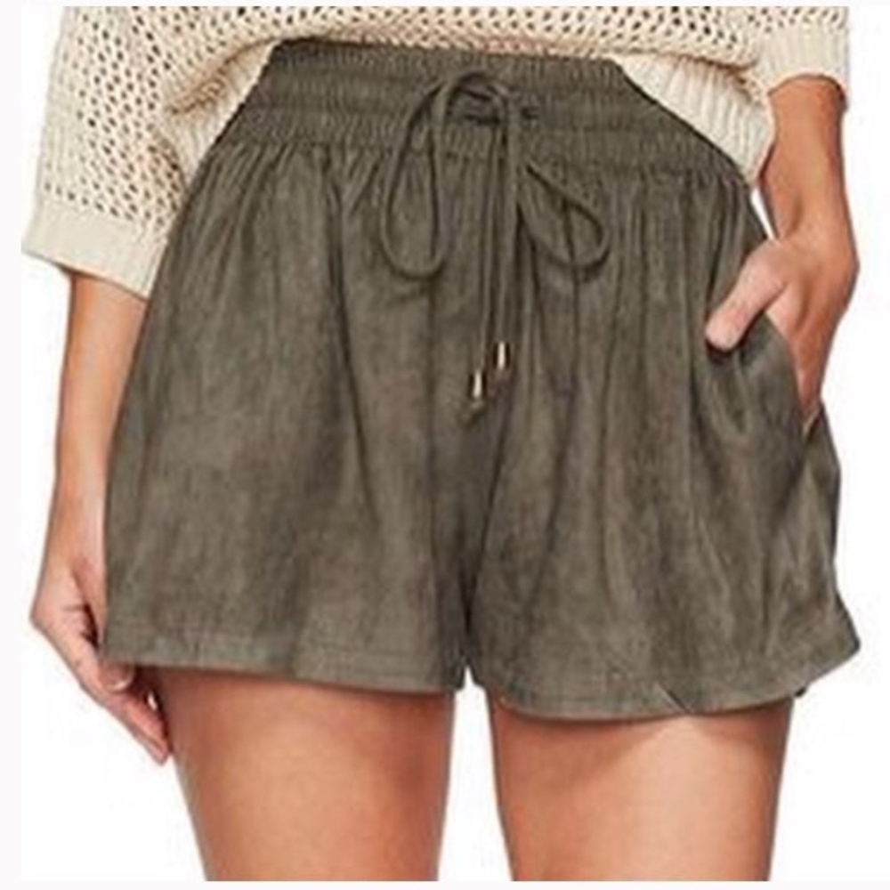 bishop + young suede short in olive